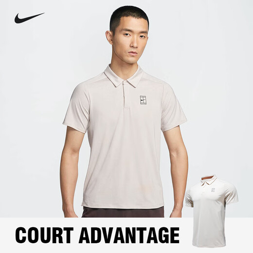 耐克（NIKE）网球服上衣POLO衫男夏季新款运动短袖翻领T恤 沙堆白 FZ6908-126 L
