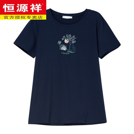 恒源祥短袖T恤女夏季新款加大码宽松纯棉中年妈妈百搭显瘦白色刺绣上衣 棕黄【6219款】 XL 115-130斤