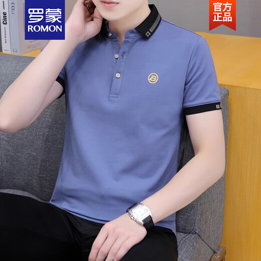 罗蒙（ROMON）冰丝棉短袖t恤男衬衫上衣男装翻领polo衫半截袖青年2025年夏新款 679白色 L