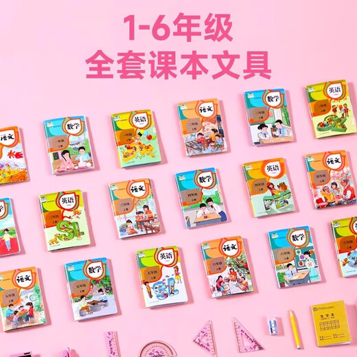 Mini Small Schoolbag Toy Melody Set Simulation Lehrbuch Miniatur Miniatur Spielzeug Kinderspielzeug Mädchen spielen Haus Yugui Hund Schoolbag Set vierte Klasse 24 Teile