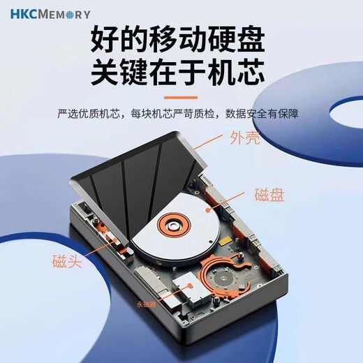 HKC Huike mobile hard drive 1TB large capacity USB3.0 secure high-speed storage external computer universal portable Huike Charming Black 250GB