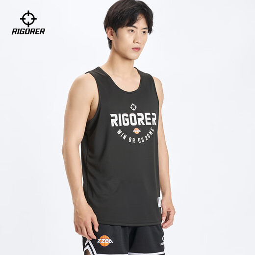 准者（RIGORER）篮球背心男士夏季篮球训练大学生跑步户外田径布透气清凉球衣 Z123210345-1纯正黑 【背心】 XL (180)