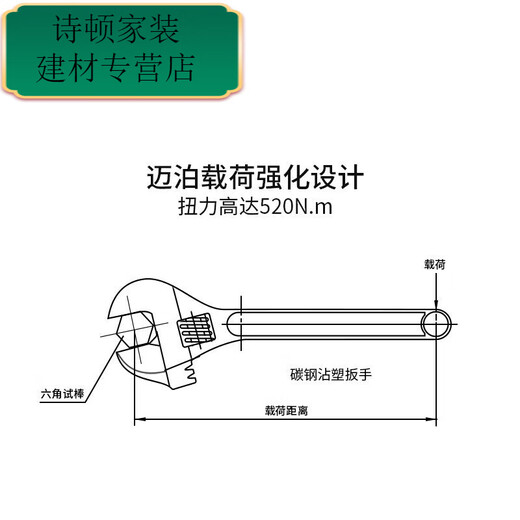 
Mekejie movable wrench multi-function movable plate hand-dip plastic handle anti-slip wrench 6 inch 150mm (M11304)