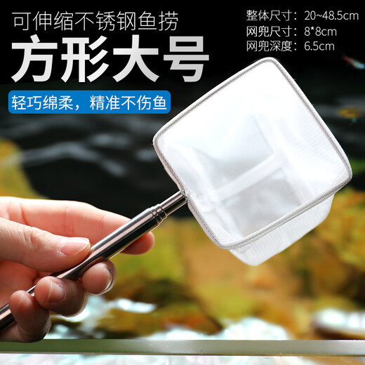 Ruoyu stainless steel retractable fishing net fish tank fishing small 3d fishing net pocket dense net tropical ornamental fish fishing net square large