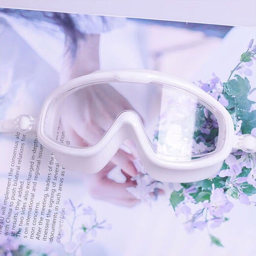 Water Splashing Festival goggles, swimming goggles, eye protection, diving, large frame, children, adults, men and women, waterproof anti-fog swimming goggles, fog-free swimming cap set, swimming set, swimming cap-+ear plugs and nose clip+mirror box, small frame swimming goggles-light black