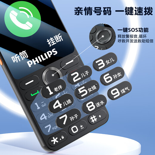 飞利浦（PHILIPS）P319 全网通4G老年人手机大喇叭大电池超长待机大音量大屏直板按键老人专用学生备用功能机 绚丽红
