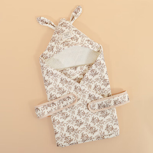 Baby anti-scare quilt, cute four-layer crepe cotton, all-season thin, newborn quilt, swaddling room supplies, 10A antibacterial crepe quilt-Hibiscus 90*90cm, skin-friendly and breathable