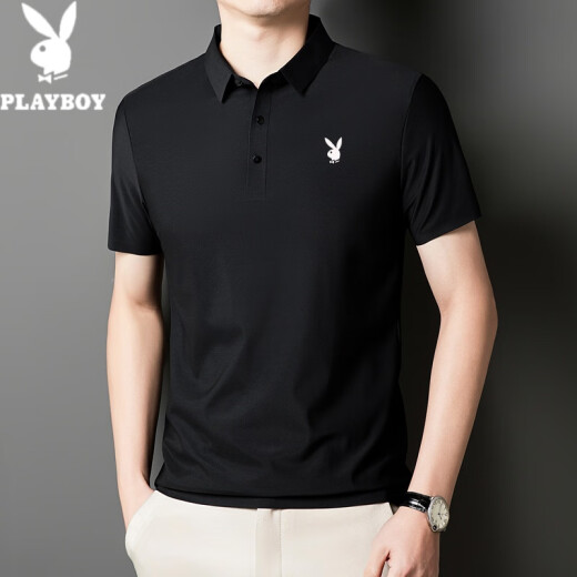 Playboy (Playboy) 2025 Neues Sommer-Kurzärmel-Polo-Hemd für Herren-Ice Seide Traaceless und Nicht-Eisen-Geschäfte lässig halbärmelig dünnes Herren-T-Shirt 12358 White 3XL (160-175jin [Jin gleich 0,5 kg]))
