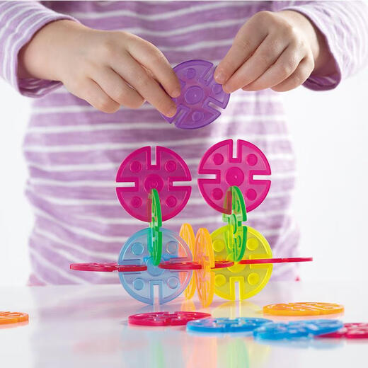 Tanhai American Guidecraft Children's Snowflakes Plug-in Building Blocks Toys Kindergarten Square Color Assembly Puzzle G16834 Round Colorful Plug-in 96 pieces