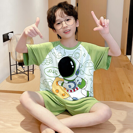 Pajama de verano modal de verano para niños delgados nuevos pantalones cortos de manga corta Conjunto de ropa para el aire de aire acondicionado para bebés de verano