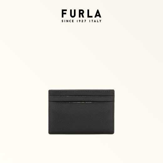 Furla [neues Produkt im Frühjahr und Sommer] Camelia Cowide kleine Frauenkartenbeutel dünne und kleine Kartenclip -Hülle bestimmte Dokumente Aufbewahrungstasche Schwarz