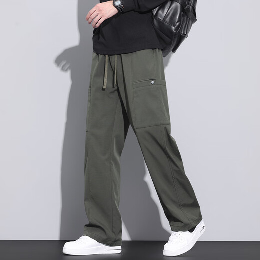 American Model Brand Work Hosen Männer losen gerade Herbst- und Winter-Fallschirmjägerhosen 2025 Frühlings- und Herbst-neue Sport- und Freizeithosen 9856-Military Green L Händler 110 ~ 130jin [Jin gleich 0,5 kg]