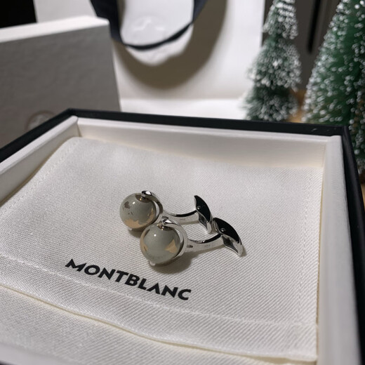 万宝龙（MONTBLANC）现货地球仪可转动男士商务法式衬衣袖扣 地球可转动袖扣
