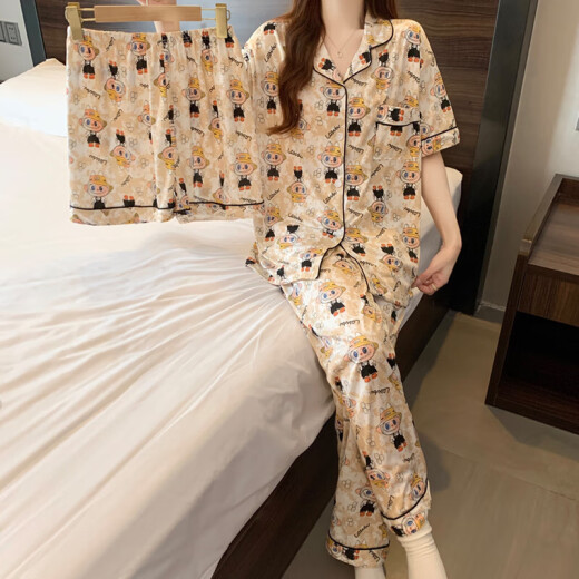 
Thin three-piece pajamas new summer short-sleeved shorts trousers sweet and cute cartoon anime student home clothing set KK14132 2XL [Suggested 135-150Jin [Jin equals 0.5 kg]]