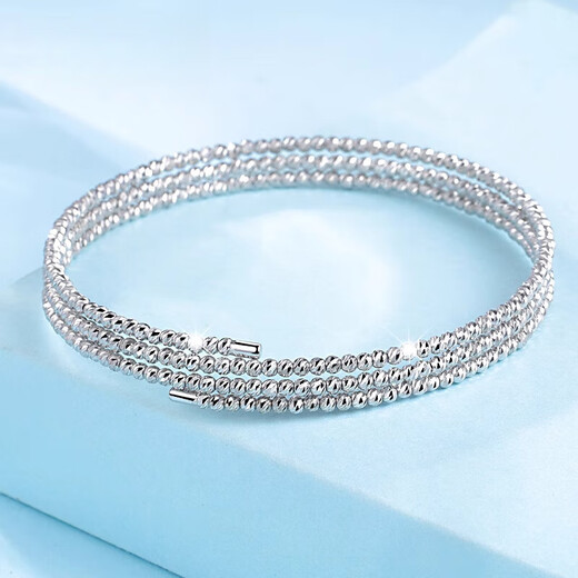 Qianshu (QIANSHU) pt950 platinum bracelet for women, elastic laser bouncy bead bracelet, sparkling round bead platinum bracelet bracelet gift, gold weight 2.9-3.1 grams, single circle elastic bracelet