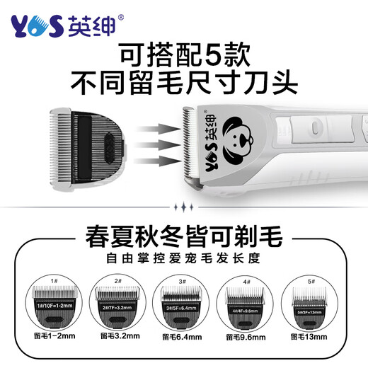 Yingshen dog pet electric clipper Teddy Bichon Corgi Samoyed pet shaver electric clipper pet supplies 9870 9.6mm+13mm cutter head set