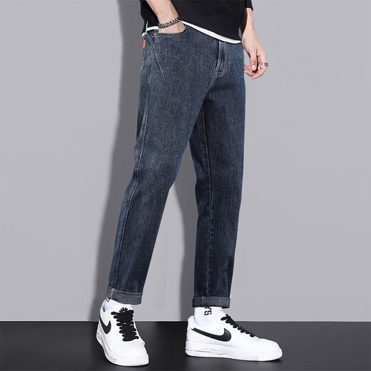 Hailan Jeans Men's New Straight Trendy Brand Spring and Summer Elastic Casual Xintang Long Pants Youth Trendy Trousers Blue and Gray 6621 30