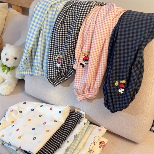 FHHUABD睡裤米奇格子长裤春夏季薄款休闲裤居家学生秋天可外家居遛弯裤子 854【长裤】 XL 【115-135斤】