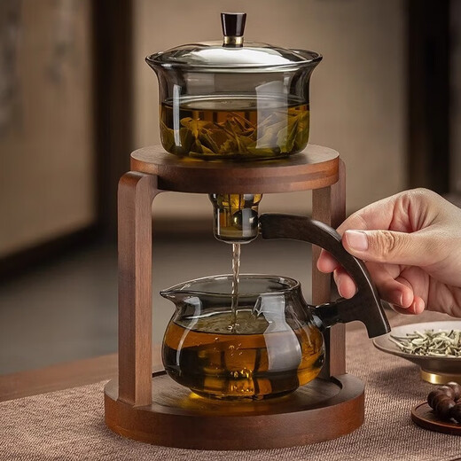 Half-fall glass automatic tea set set for home light luxury high-end magnetic teapot tea cup office lazy person tea making artifact
