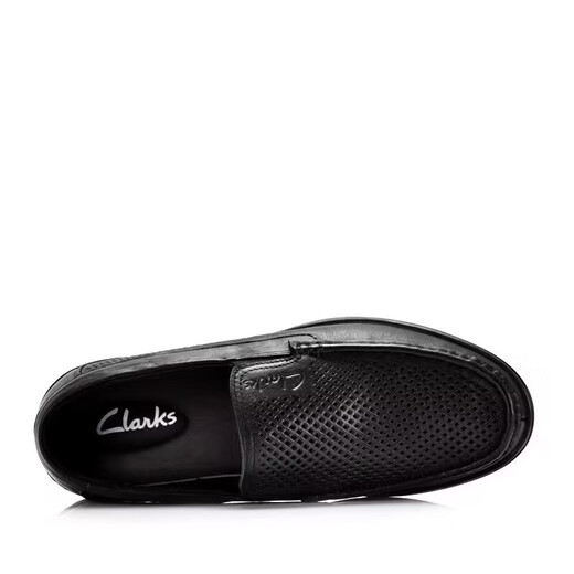 Clarks men's shoes 2025 summer genuine leather casual soft sole hollow hole-punched breathable cover foot sandals men's black 38