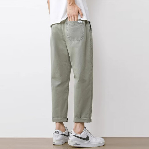 Pantalones casuales de pájaros carpinteros para hombres en verano New Loose Breathable Straight Workwear Rendy Brand Fird Youth Nine Punta Long Pants para hombres 9904 Dark Grey XL