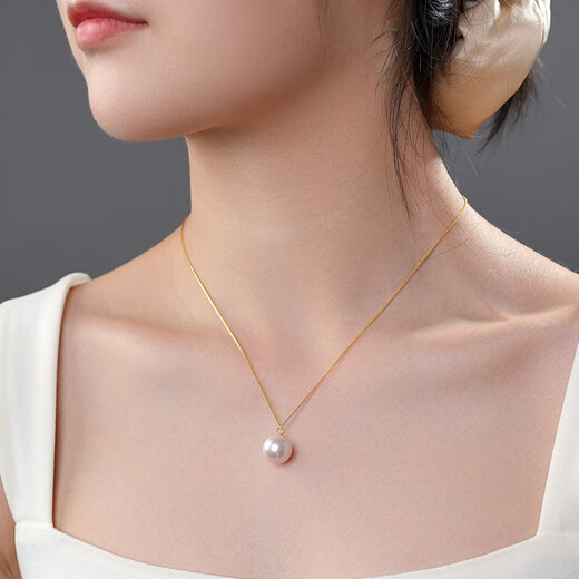 Dara single pearl necklace for women 18K gold necklace pendant young clavicle chain birthday gift for girlfriend 12-13mm