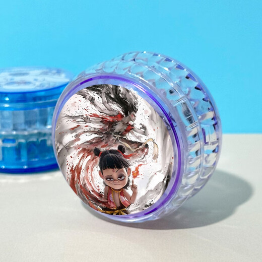 
MPPMCK Nezha Yo-Yo Children's Glowing Toys Rotating Yo-Yo Boy and Girl Yoyo Ball Cartoon Gift Purple Nezha 3