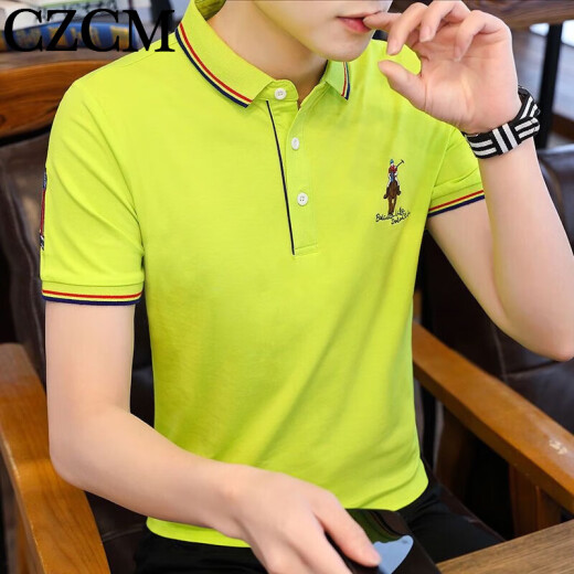 CZCM LUMBRE LUXE LUXE MARQUE POLO POLO à manches courtes pour le t-shirt masculin Collier décontracté Business Top Summer New Style CC866 Black Knight 3xl (150-165Jin [Jin est égal à 0,5 kg]))