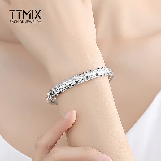 TTMIX women's pt950 platinum bracelet, fashionable and shiny platinum bracelet, elegant and round bracelet, 56mm, weight 29.57g, width 8.0mm