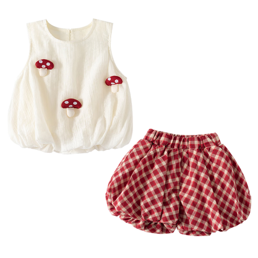 Banxidi Girls Summer Anzug Set 2025 Neue modische Kindergurt Kleidung Zweiteilige Baby-Shorts Sommer Kinderkleidung Beige 90