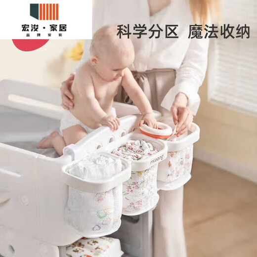 RSRDDY bedside hanging basket baby bedside diaper storage box bed rail storage bag crib hanging Manlong hanging basket - white