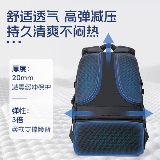 Zuo Junior High School Student School Born Reducing Ridge Protection Backpack Men's Leisure Travel Large Capacity Backpack Black