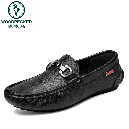 Specht Frühling Herrenschuhe Beanie Schuhe Echtes Leder-Herren 2025 Neues weichhautloser Soft-Lösch-Faulpersonen-Lederschuhe Sommer Black Hollow-9901 38