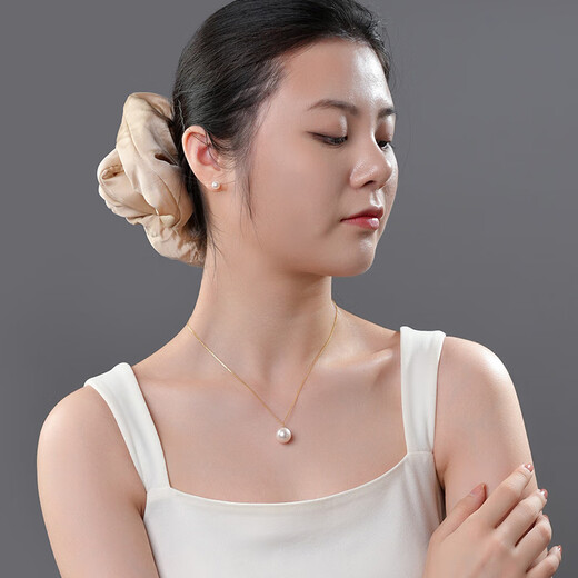 Dara single pearl necklace for women 18K gold necklace pendant young clavicle chain birthday gift for girlfriend 12-13mm