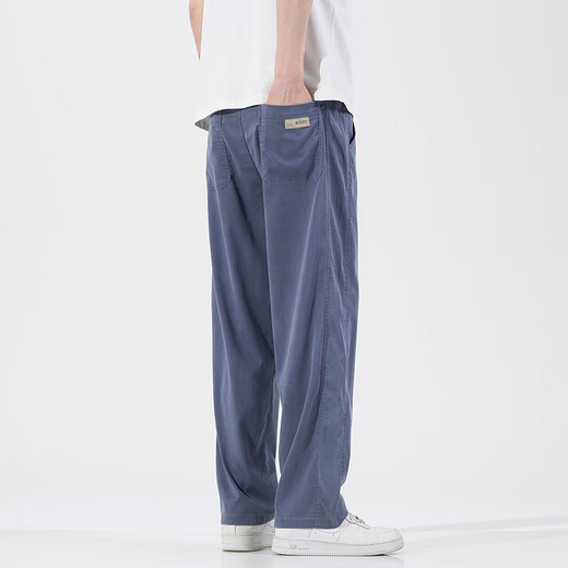 皮尔卡丹（PIERRE CARDIN）夏季薄款阔腿牛仔裤男士直筒宽松潮牌莱赛尔休闲天丝夏天装长裤子 蓝色 （1048） L (115-135斤)