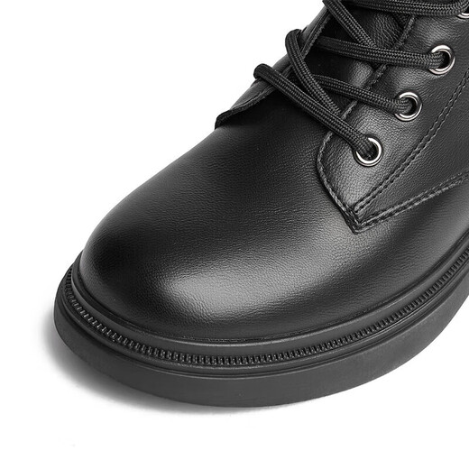 Zhuoshini Martin boots for women winter all-match college style flat mid-heel lace-up short casual boots black 36