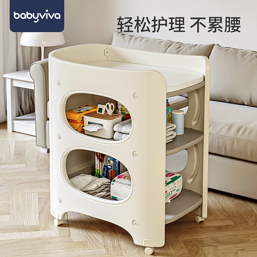 Babyviva Windel Tabelle Babypflege Tischmassage und Berührung, um ein Bad multifunktional Windelwechslung Baby Crib A-Brill White Plus-Diaper Tabelle + Latexpolster + 3 andere Montagerahmenstruktur zu nehmen