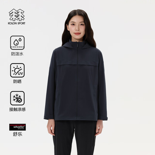 Kolon Sport/Kolon Shule Jacke Frauen Outdoor Sports Wasserabweisungskontakt Kühlung UPF50+ Sonnenschutzjacke LKJK5MT834-BK Black S 160/84a
