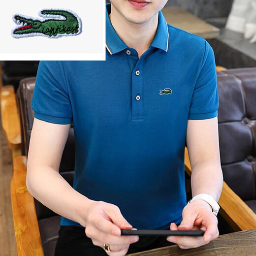 Crocodile New Polo Men's Summer Business Summer Casual Short à manchette à manches courtes Young and Middle-Agence Top Bj6636 Black M 90-115Jin [Jin est égal à 0,5 kg]