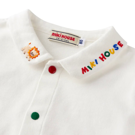 
MIKIHOUSE Good Friends Embroidered Plaid Shirt Made in Japan 11-5402-683 White 11-5402-683 110 cm