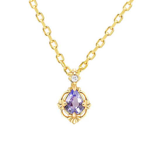Fat Donglai quality tanzanite necklace nojess22 winter same style niche rhombus silver gold-plated zircon Japanese set necklace