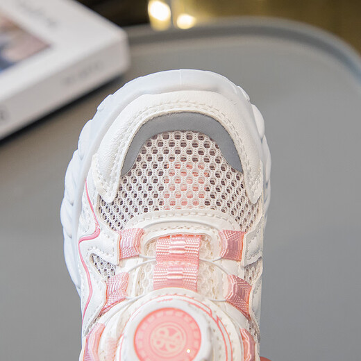 Green (lvluo) Niñas zapatos de malla individual MESH Summer Breathable 2025 nuevos zapatos blancos para niños Deportes de tamaño mediano Sports Deportista 826-3 Pink 33