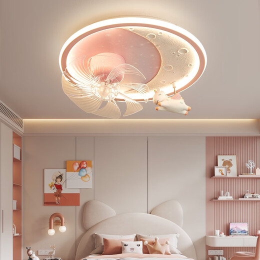 2025 new room fan lights for boys and girls bedrooms full spectrum astronaut unicorn 360-degree head shaking ceiling light 1W Astronaut 9195 fan light + offline intelligent language
