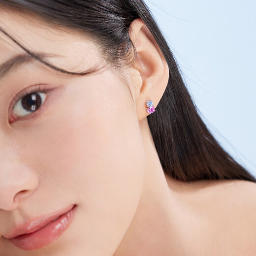 Lukfook Jewelry Platinum 950 Sapphire Aquamarine Small Rock Sugar Platinum Stud Earrings Total Weight Approximately 2.14 Grams