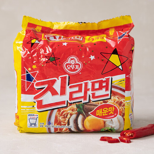 【1389人收藏】韩国进口不倒翁原味辣味金拉面原味袋装韩式方便面 原味金拉面5连包