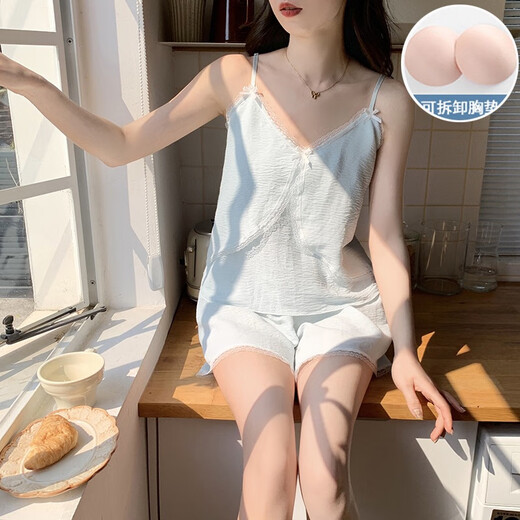 COLORFUL GEMS夏季云朵棉带胸垫吊带睡衣甜美可外穿家居服广州十三行 JDX-967#【蓝色】 170 M
