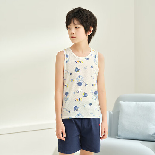 
Red bean boys pure cotton vest children's sleeveless T-shirt in summer thin bottomed sweatshirt can be worn on the outside H5B2009 white 150