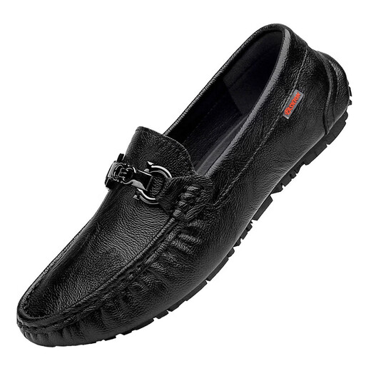 Le prince Yierkang porte 2025 Chaussures de bonnet en cuir authentique pour hommes pour le printemps nouvelles chaussures paresseuses décontractées avec un pied pour conduire les chaussures de voiture en cuir britannique wenzhou chaussures en cuir noir 9905 trous 42