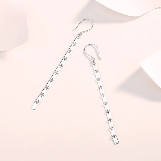 QIANSHU PT950 Platinum Ear Hooks Women's Platinum Long Earrings Tassel Earrings Simple Earrings PT950 2.6-2.69 g