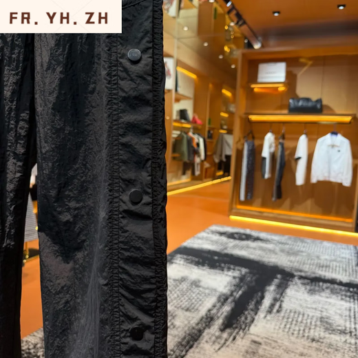 FR.YH.ZH「D6623」“黑武士清凉卫裤” 春夏简约潮流休闲排扣透气网孔卫裤 黑色【现货】 M (100-130斤)